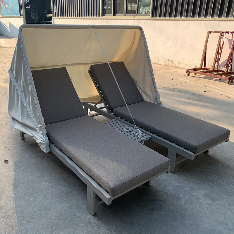 Outdoor furniture swimming pool waterproof seat cushion recliner double recliner outdoor recliner beach sunbed
