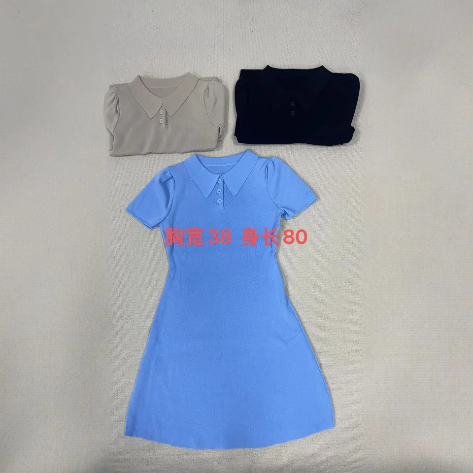 여름 새 셔츠 칼라 탄성 인형 틈새 패션 허리 슬리밍 a 라인 짧은 치마 점프 슈트