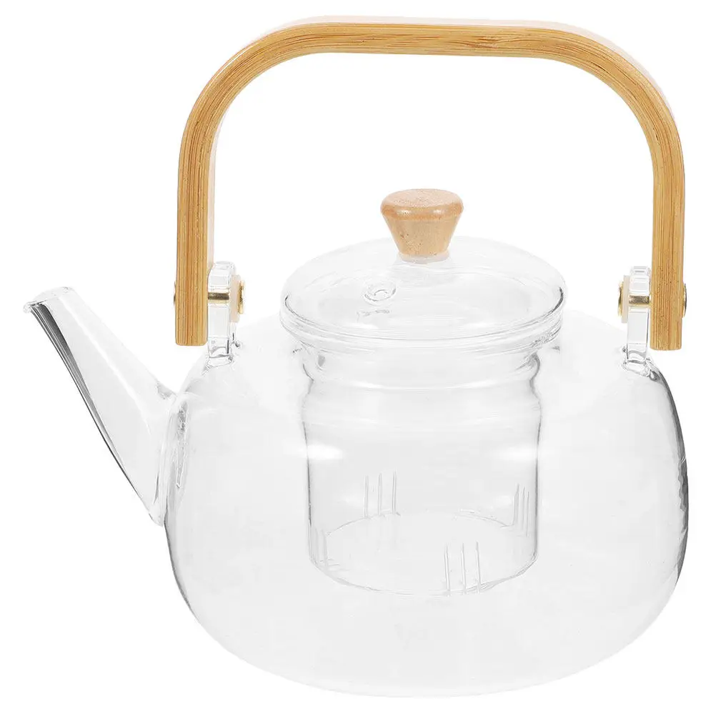 

Прозрачный чайник из стекла, металла и дерева для быстрого кипячения, для горячего кофе, глинтвейна, домашний набор для чаепития