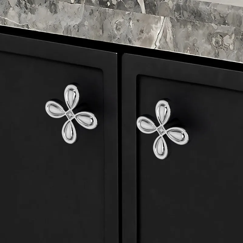 Brass Cabinet Door Handle, Clover Drawer Wardrobe, Creative Handle Cabinet, Single Hole Cabinet Door Handle