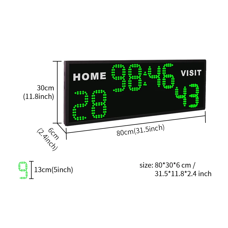 CP42 Portable Basketball Scoreboard with Clock Outdoor LED Score Display and Game Time Countdown Court Equipment