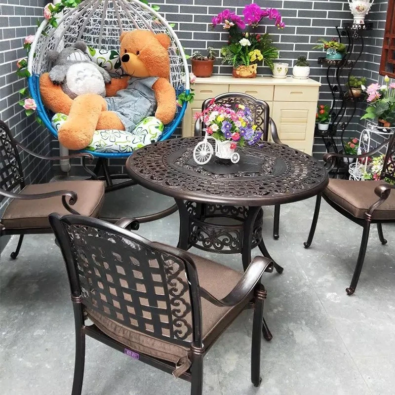 Cast aluminum outdoor wrought iron tables and chairs open-air garden barbecue balcony leisure courtyard furniture combination