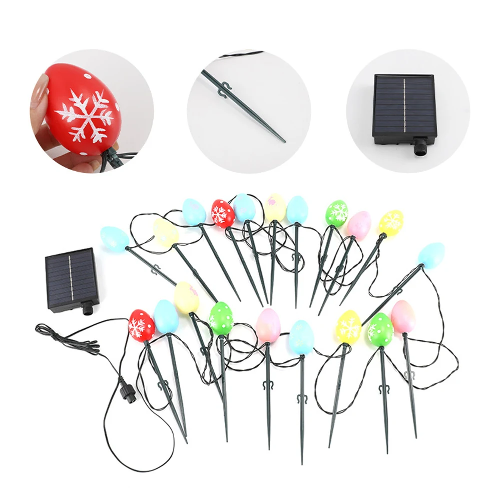 Solar Powered Easter Egg String Lights 20LED Easter Egg Decorative Lights IP65 Waterproof Light Up Stake Egg for Path Lawn Decor