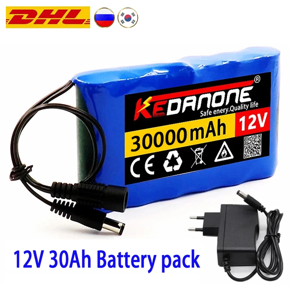 

NEW Portable Super 12V 30000mah Battery Rechargeable Lithium Ion Battery Pack Capacity DC 12.6v 30Ah CCTV Cam Monitor + Charger