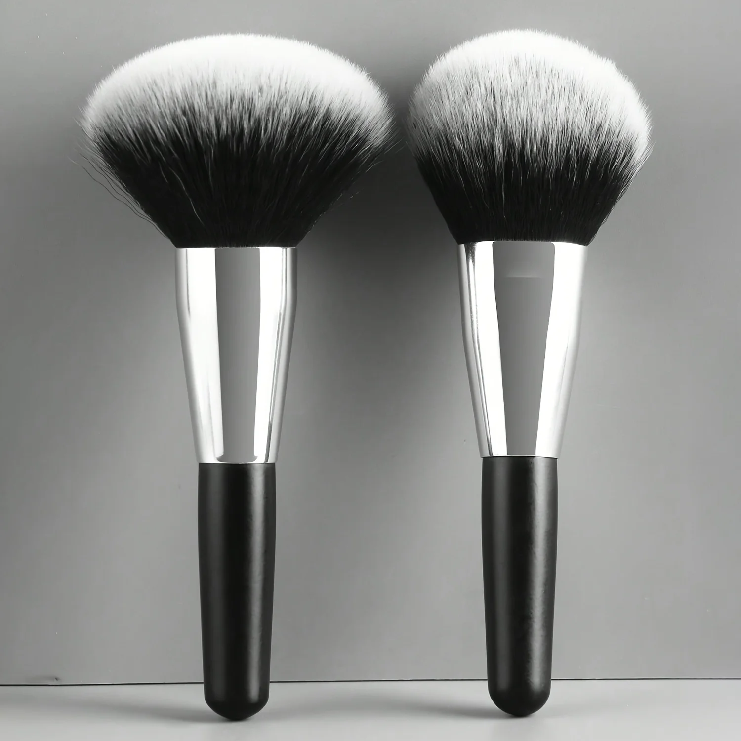 2PCS Travel Makeup Brushes - Powder & Blush Brush Set with Portable Case, Vegan Nylon Bristles for On-The-Go Beauty