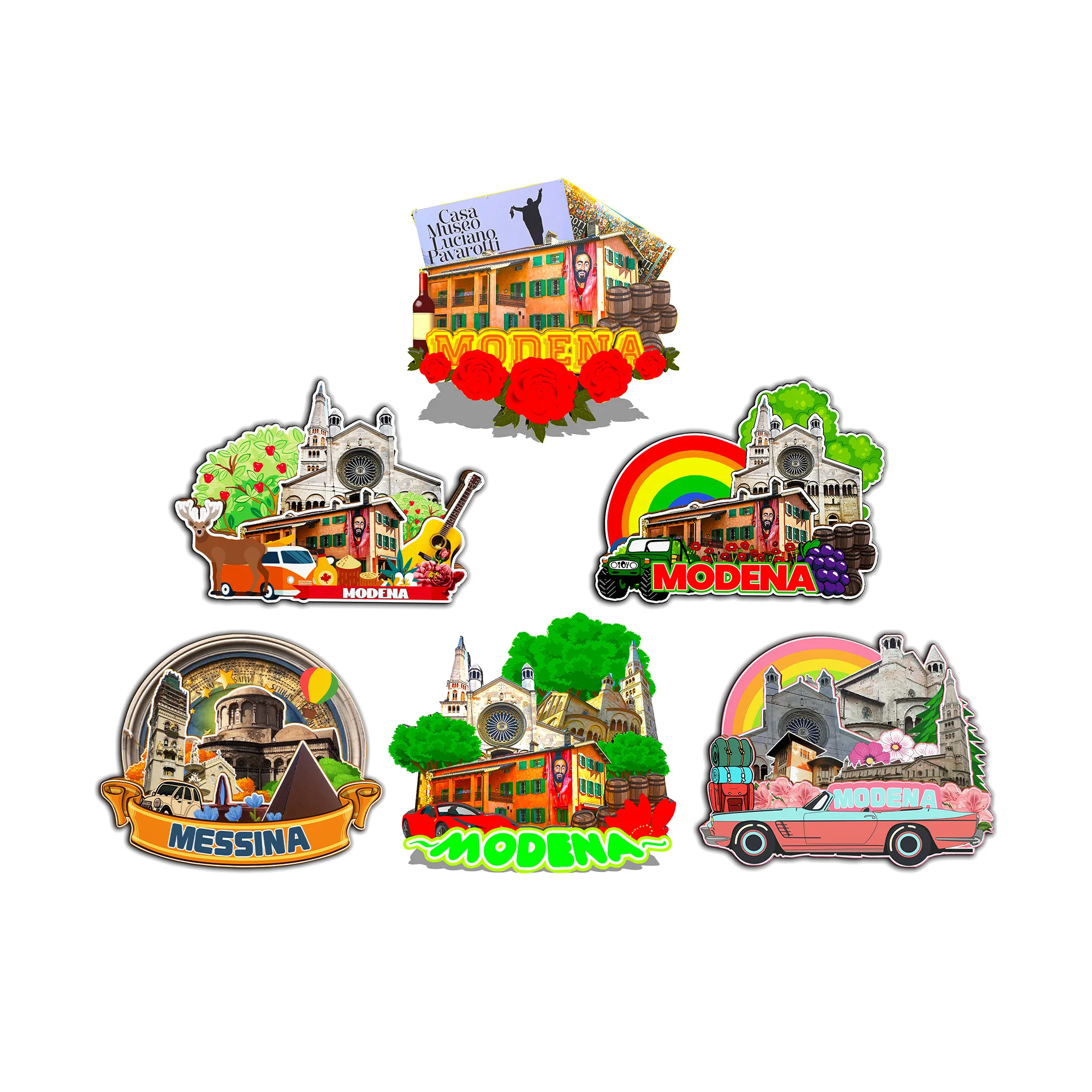 Imanes decorativos para Modena, Italia, ciudad, punto de referencia, viajes, recuerdos únicos, pegatinas de madera 3D para nevera, regalos delicados