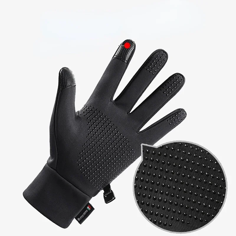 

Men Winter Waterproof Cycling Gloves Outdoor Sports Running Motorcycle Ski Touch Screen Fleece Gloves Non-slip Warm Full Fingers