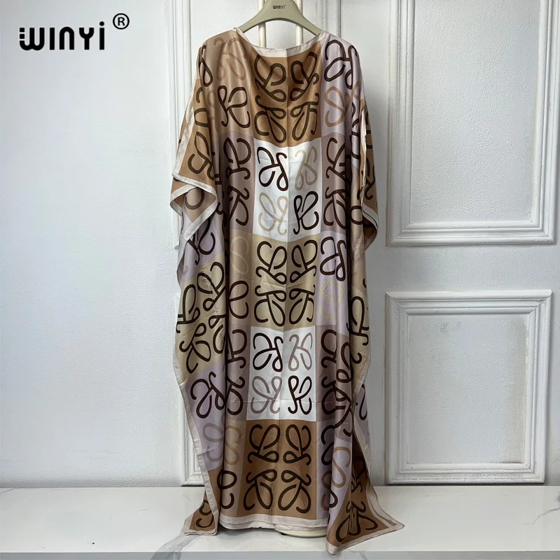 WINYI africa clothing free size women Fashion boho printed Kaftan Maxi abaya dubai luxury Caftan muslim women african dress