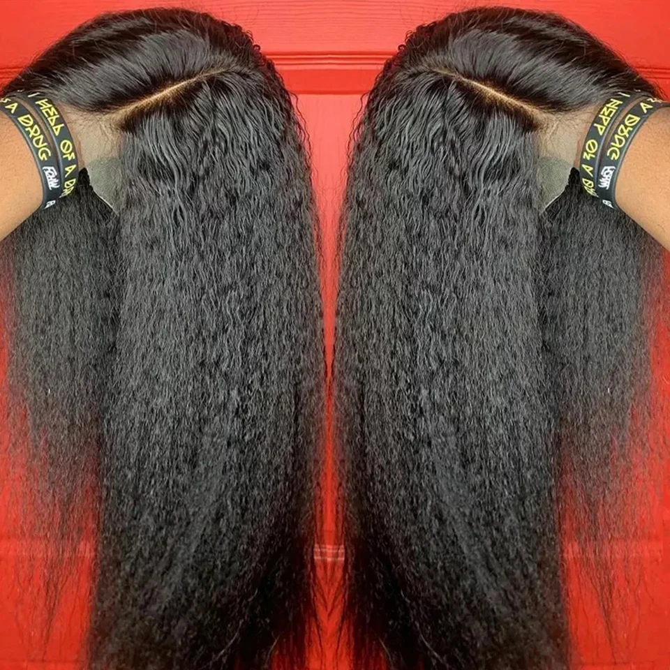 Kinky Steil Human Hair Pruiken 13X6 Hd Frontale Lace Pruiken Yaki Lijmloos Krullend Haar Pruik 360 Full Lace Front Raw Indian Pruik Te Koop