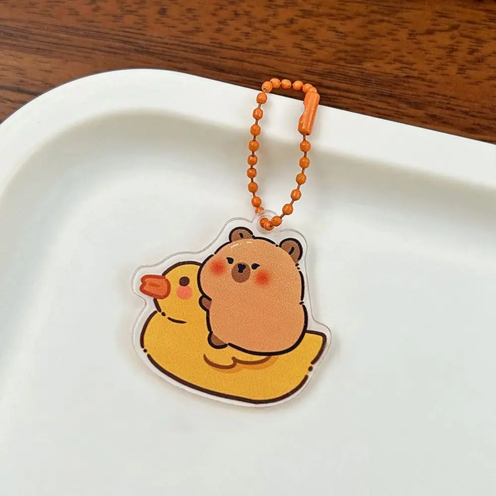 Adorável acrílico capivara acrílico chaveiro bonito engraçado kapibara saco pendurado criativo dos desenhos animados capibara pingente mochila decoração