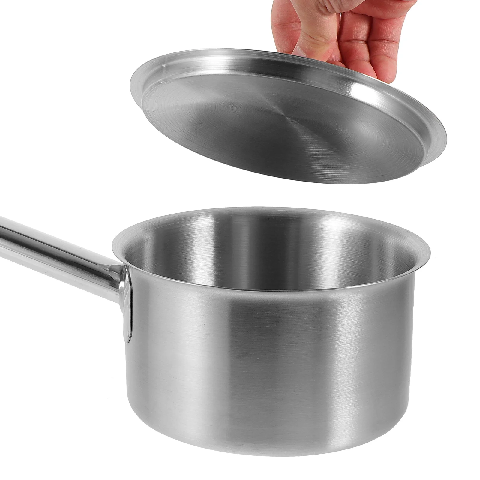 

High Body Stainless Steel Soup Pot 16cm Rustproof Nonstick Pan for Gas Induction Cooker Milk Sauce Cooking Kitchen Cookware