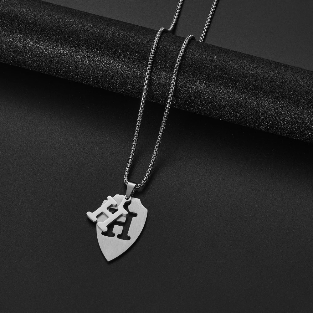 שרשראות נירוסטה אנגלית אלפבית שרשראות עבור גברים שרשרת הבריח מזל קסם סיטוני תכשיטים על קולארס הצוואר