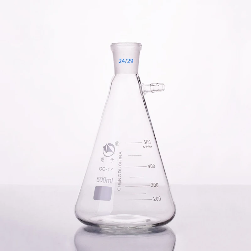 Frasco triangular com tubos laterais, filtro Erlenmeyer garrafa, filtragem, boca à terra, 50ml, 100ml, 5000ml, 5000ml, 24, 29