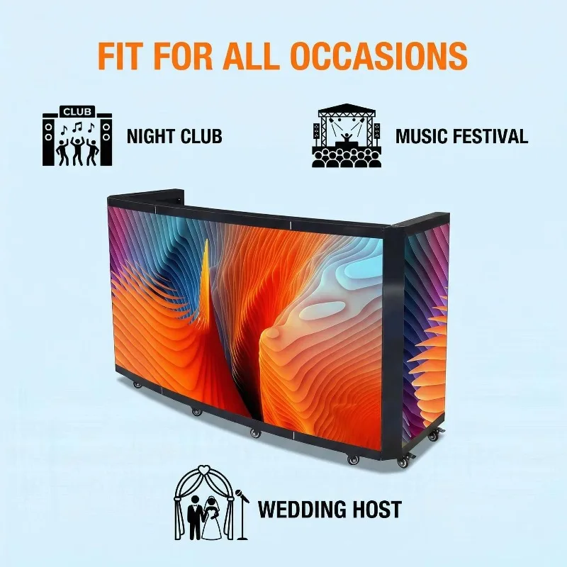 Table, portable folding DJ table, suitable for nightclub event stage rental LED display IP65 waterproof 5-year warranty