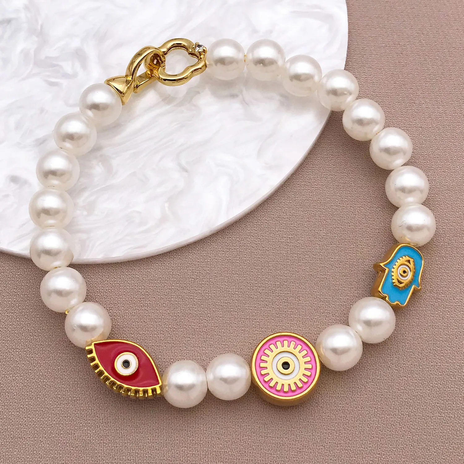 3 قطعة بوهيميا نمط عين الشر سحر الخرز المستديرة صنع قلادة سوار مصمم مجوهرات المينا العين الزرقاء DIY بها بنفسك الاكسسوارات الحرفية