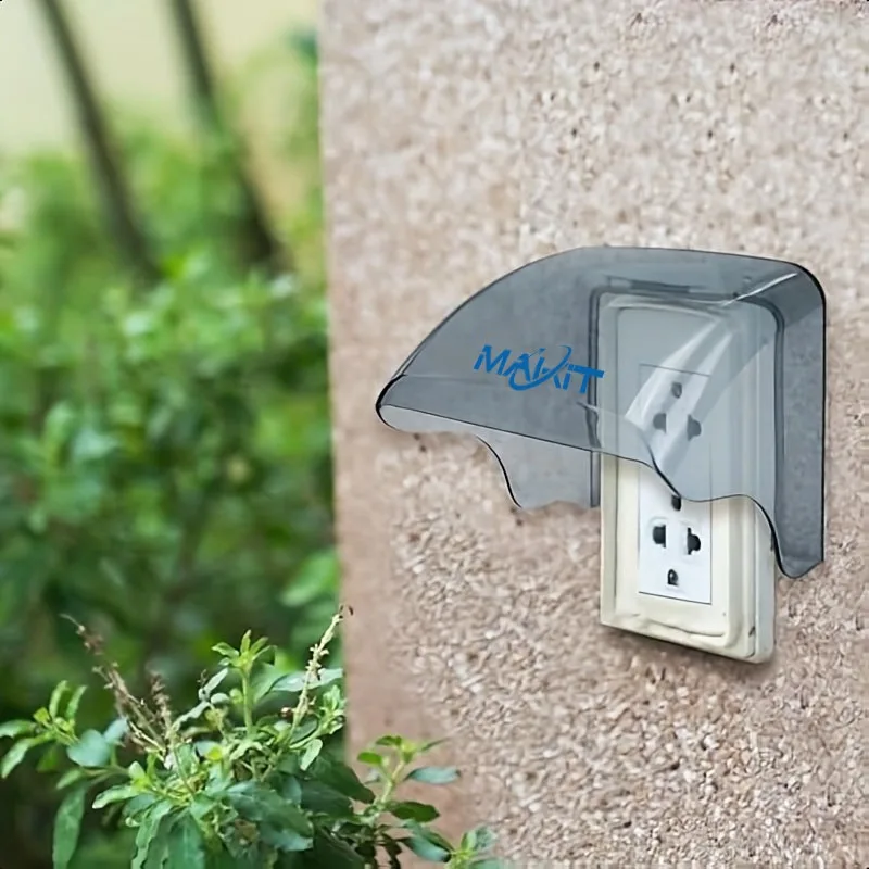 Makit 1pc Self-Adhesive Socket Protection Cover, Waterproof Outdoor Switch Box Guard for Kitchen Wall