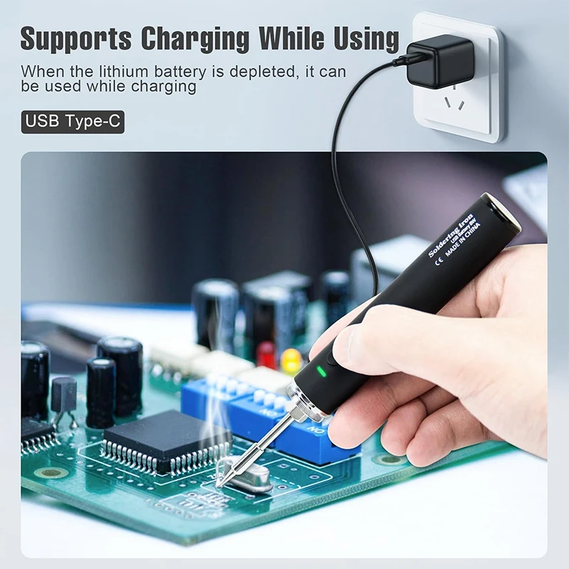 USB Rechargeable Soldering Iron Kit 2000mAh Portable Soldering Iron Sets With Solder Wire, Flux, Stand