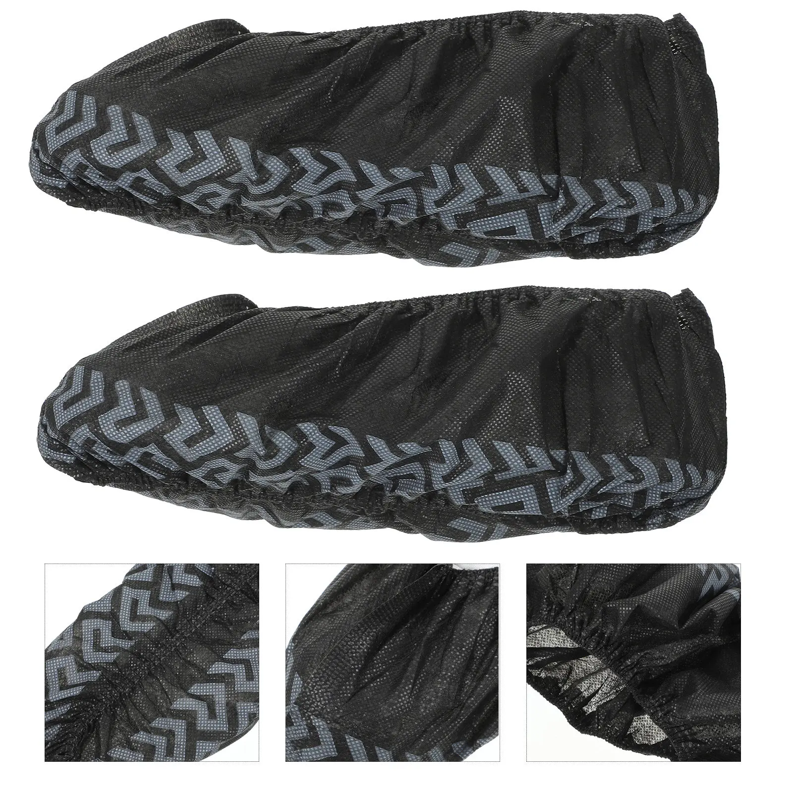 

100Pcs Thickened Black Non Woven Disposable Shoe Covers Anti Slip Breathable Elastic Fit for Home Office Travel Shoe Protectors