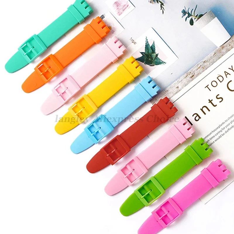 Soft Silicone Watch Bracelet 16mm 17mm 19mm 20mm for Swatch Watch Colorful Watchband Strap Sport Men Women Wristband Replacement