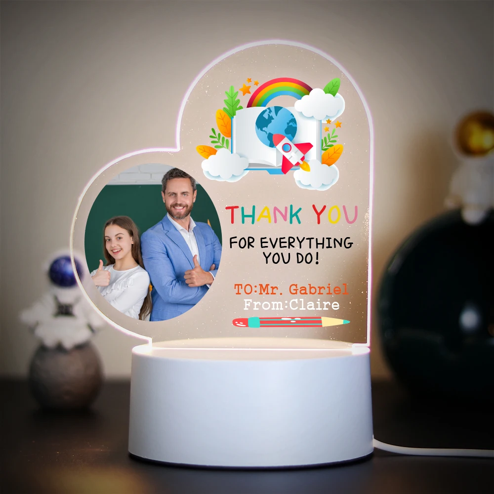 Modern Personalize Custom Teachers' Day Table Lamp Gift For Kids 3D Led Optical Illusion Table Lamp