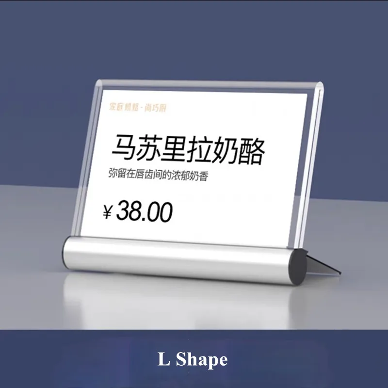 5 Pieces 55x90mm Desktop Table Mini Clear Acrylic Sign Display Holder Price Name Card Tag Label Stand Metal Sign Holder Stand