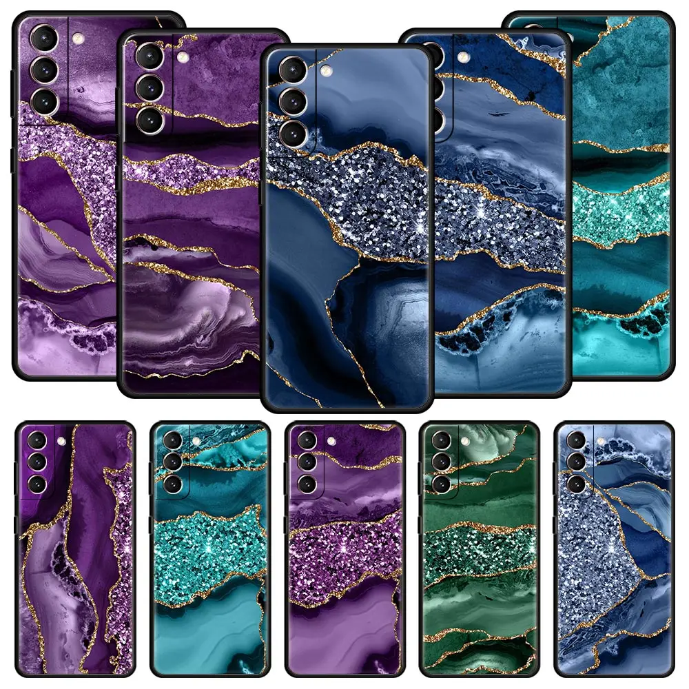 Marble Agate Pattern Phone Case For Samsung Galaxy S22 S21 S20 Ultra FE 5G S10E S10 S9 S24 Plus S23 Cover Silicone