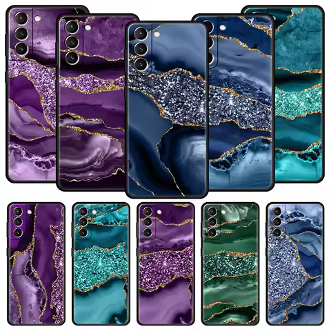 Marble Agate Pattern Phone Case For Samsung Galaxy S22 S21 S20 Ultra FE 5G S10E S10 S9 S24 Plus S23 Cover Silicone