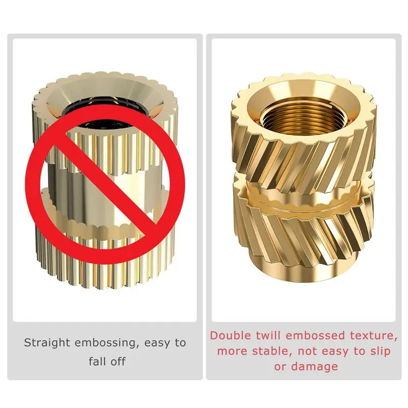 ABUP-360Pcs M3X5.7-OD4.6 Thread Knurled Brass Threaded Heat Set Heat Resistant Insert Embedment Nut For 3D Printer