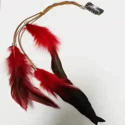 Feather Hair Clip Hair Pin Set Colorful Leather Feather Hair Pin with Long Tassel Clip Stylish Headgear for Theme for Thick