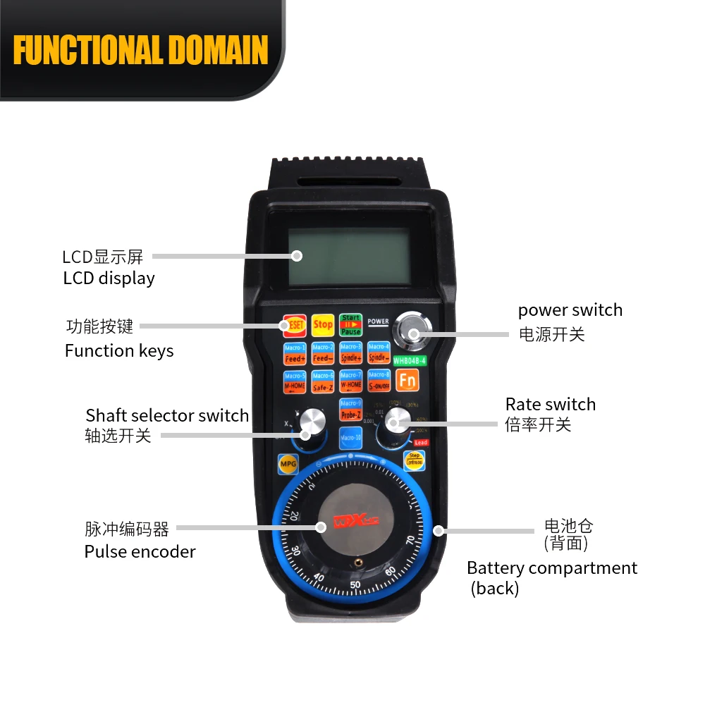 XHC 4 6 Axis Wired Wireless Handwheel LHB04B WHB04B Line Driver Output 100P/R Emergency Stop MPG Handwheel Lathe Controller