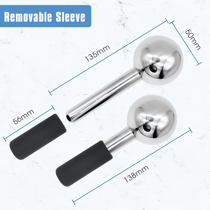 ความงามพลังงานคริสตัลบอลลูกบอลนวดหน้าสแตนเลสสตีลลูกโลกน้ําแข็ง Roller Lifting กําจัดริ้วรอย Skin Care เครื่องมือ