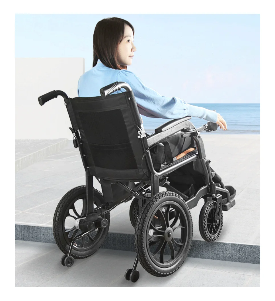 Hubang Rehabilitation Medical Equipment Patients Folding All-Terrain Ultralight Power Lightweight Electric Wheelchair