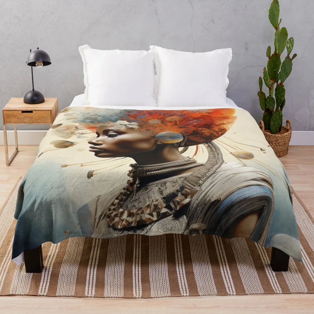 

Afrofuturism Art Throw Blanket warm winter Flannels Bed linens Blankets