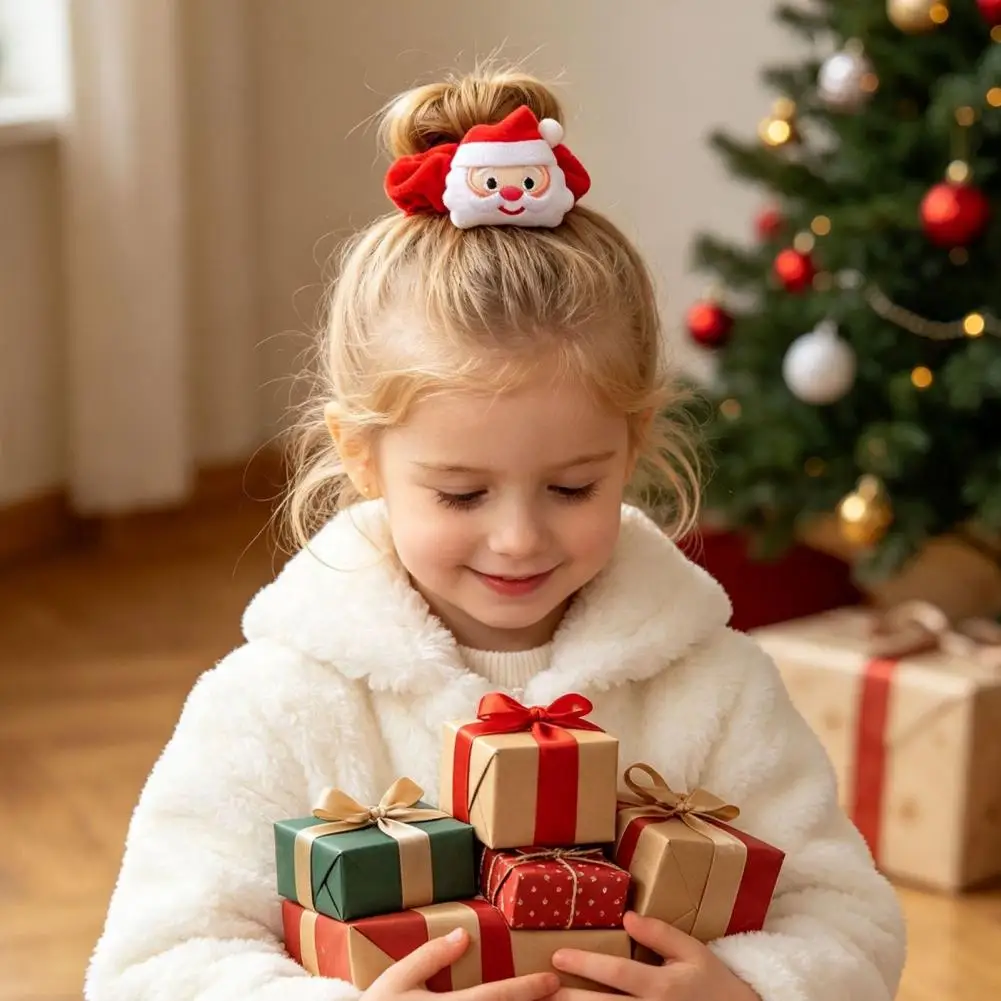 Flannel Christmas Hair Tie for Girls, Soft Hair Scrunches, Elastic Ponytail Holder Accessories for Party & Daily Hair