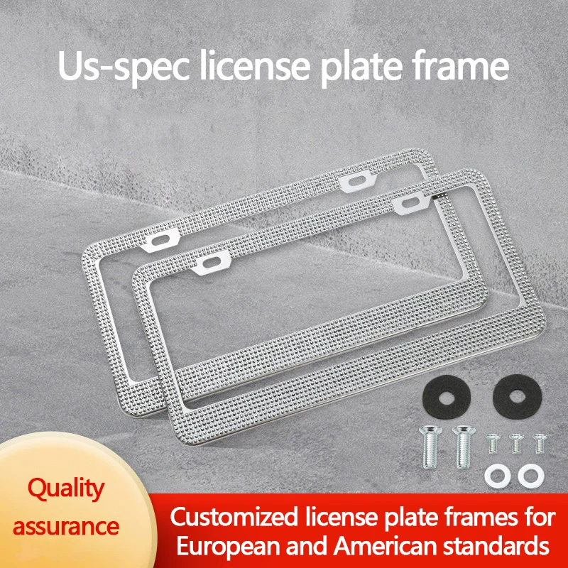 This diamond license plate frame is suitable for US-spec car license plate frames. It is firmly set with diamonds and versatile