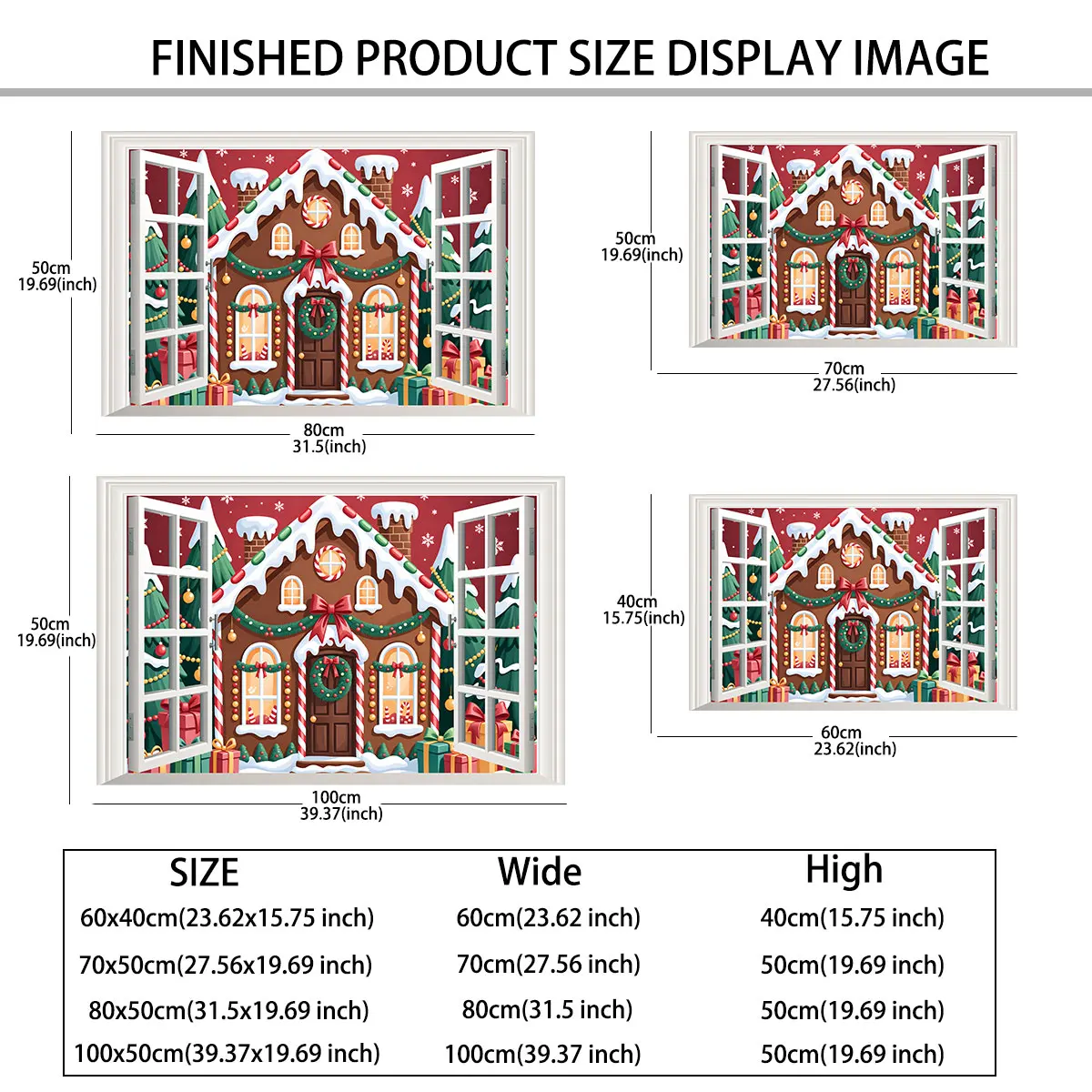 1pc simulated window wall sticker for Christmas gingerbread house window decoration, waterproof and conceal flaws