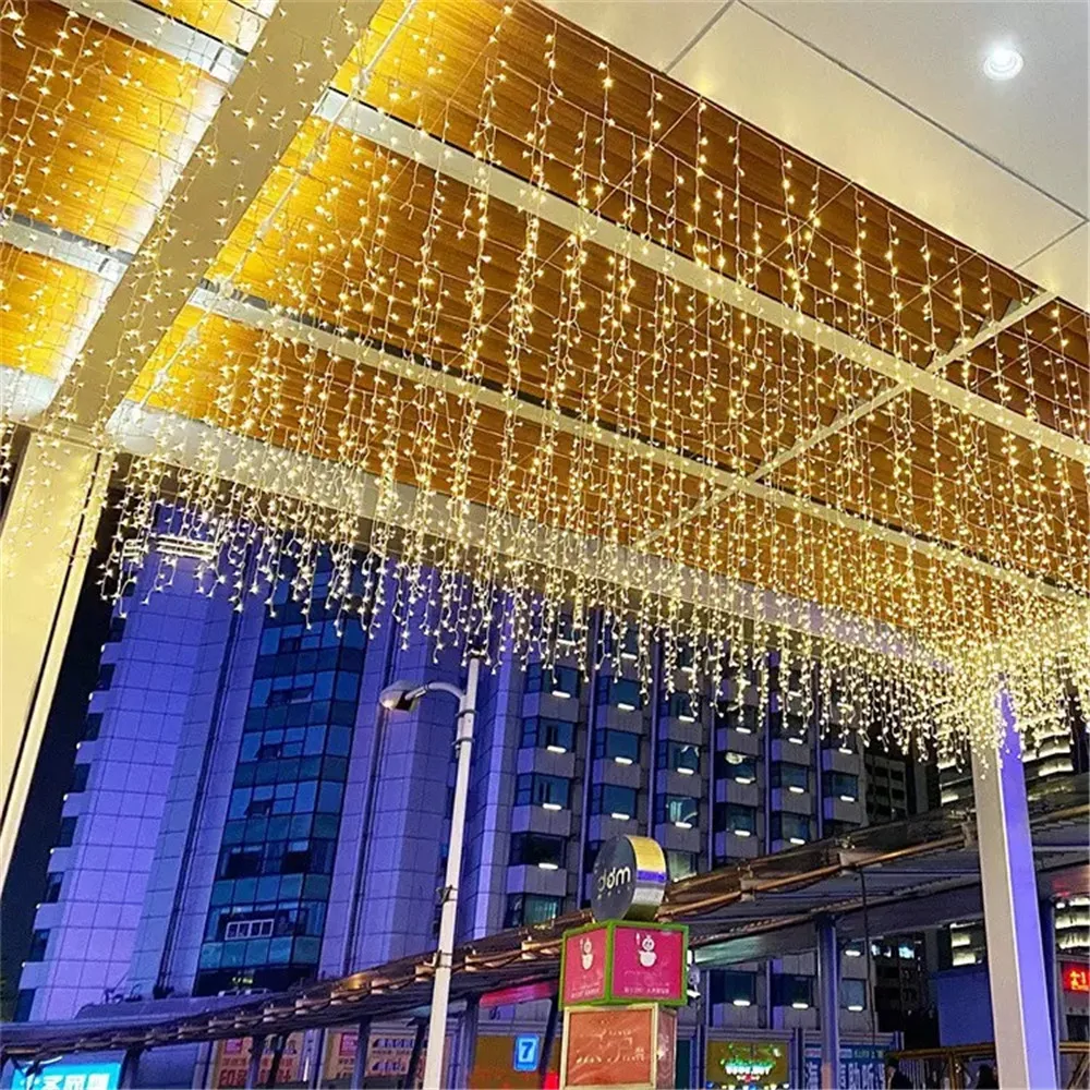 EU/US Plug 8 Modes Led Icicle Fairy String Lights Garlands Christmas Decorations for Home Outdoor Indoor Wedding New Year