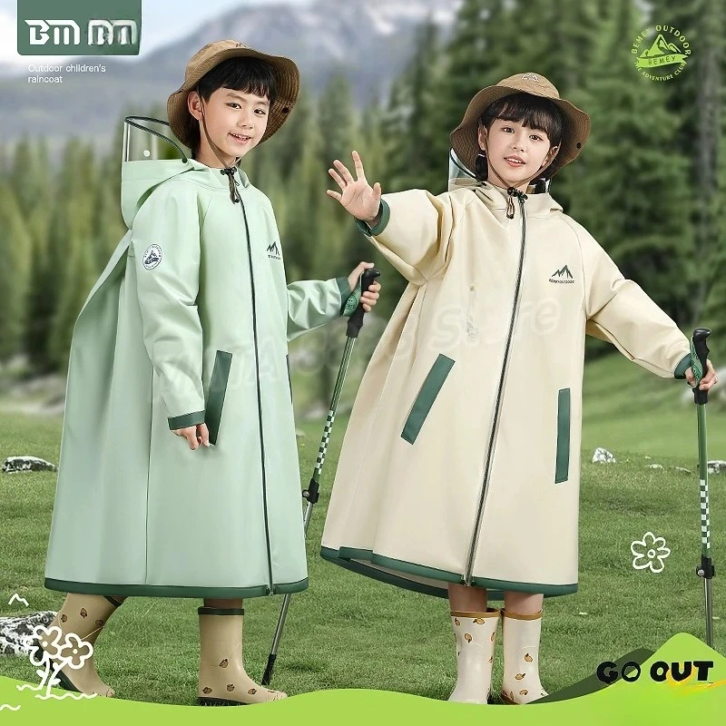 

Cute Kids Raincoat Wateproof Scooter Children's Riding Rain Coat Jacket with Backpack Position Student RainWear