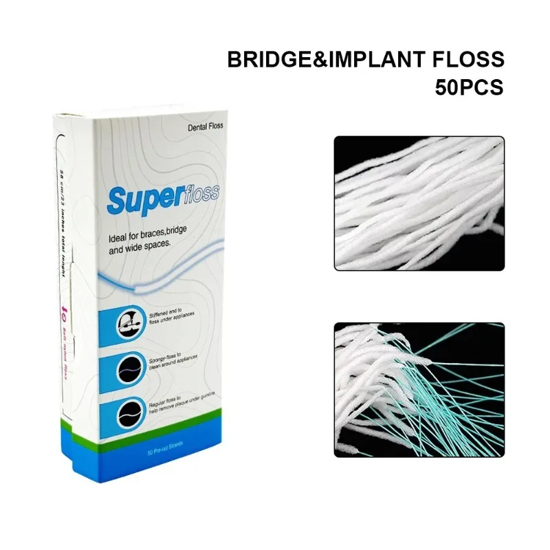 5x50pcs/box Tooth Floss Toothpick Threader Orthodontic Flosser For Crown Brace Bridge Implant Hoop Multifunctional Cleaning Wire