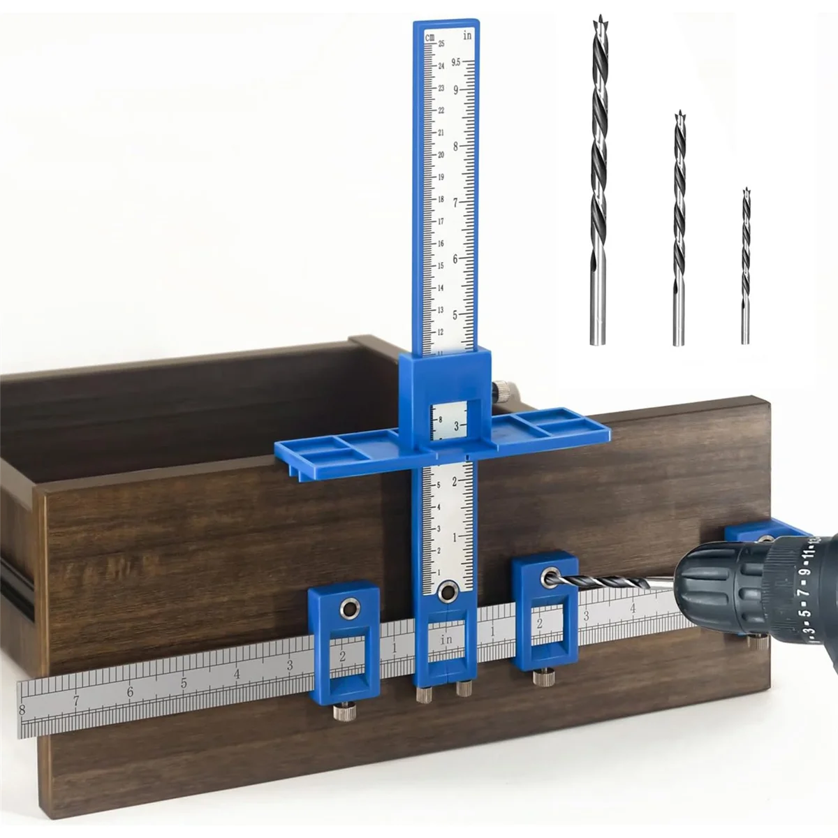 Cabinet Hardware Jig, Cabinet Handle Jig with Point Wood Drils Bits, Cabinet Jig for Handles and Pulls on Drawers