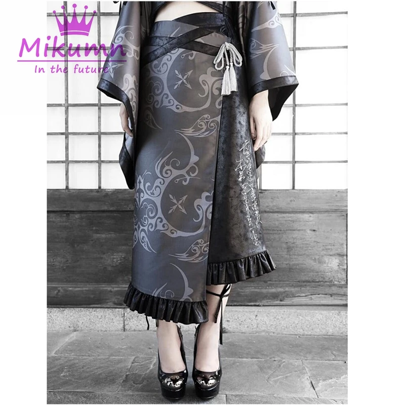 

Japanese Harajuku Irregular Ruffles Tassel Patchwork Long SKirts Gothic Dark Women High Waist Skirts Cosplay Party