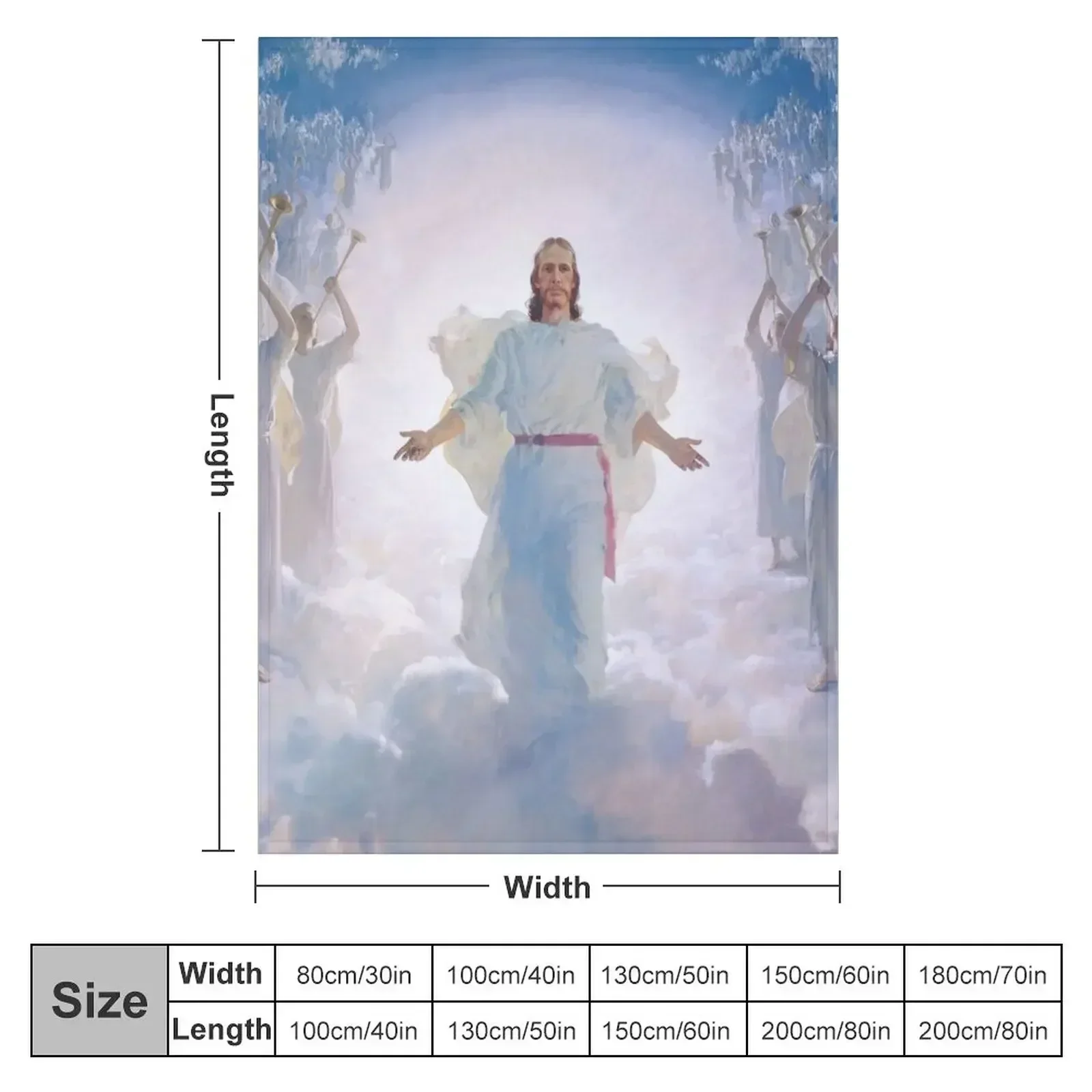 Jesus Christ In Heaven With Angels Christian Catholic Throw Blanket Flannel Fabric Plush cosplay anime halloween Blankets