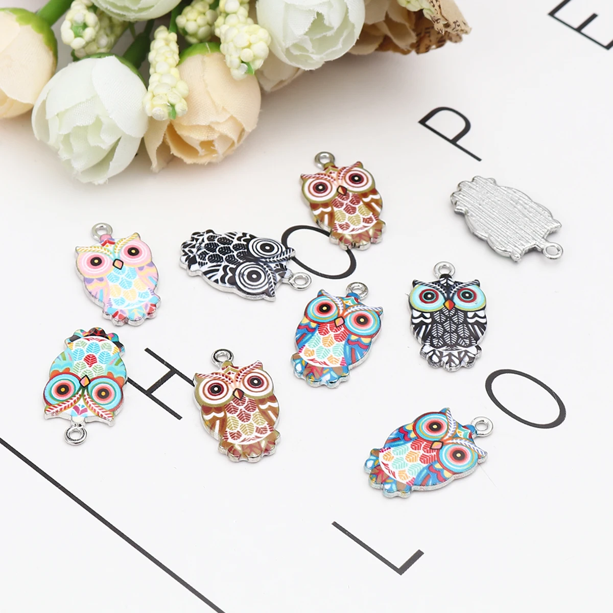 10PCs Cute Halloween Owl Charms For Jewelry Making Colorful Enamel Zinc Based Alloy Animal Pendant Necklace Earrings DIY Finding