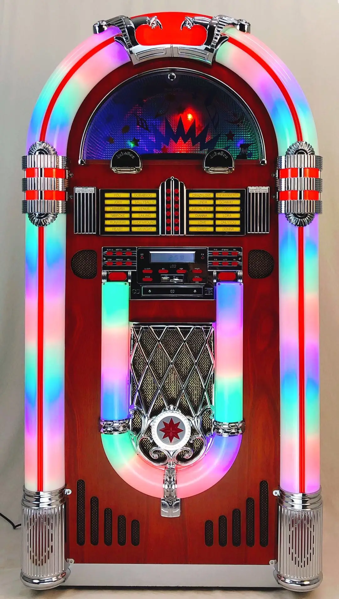 Jukebox for Bluetooth USB SD Card Playback Functions with Colorful LED Light Consumer Electron 【Hot】American Retro Style Digital