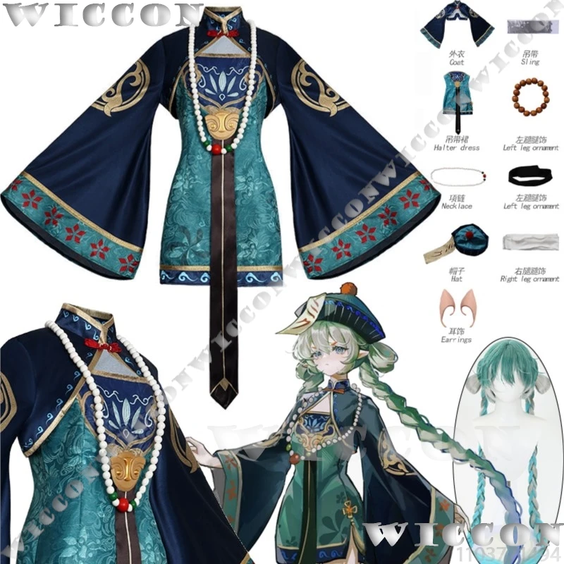 zombie-girl-mikkku-anime-jeu-cosplay-costume-vert-bleu-robe-lolita-double-poney-perruque-cheveux-longs-femme-halloween-carnaval-tenue