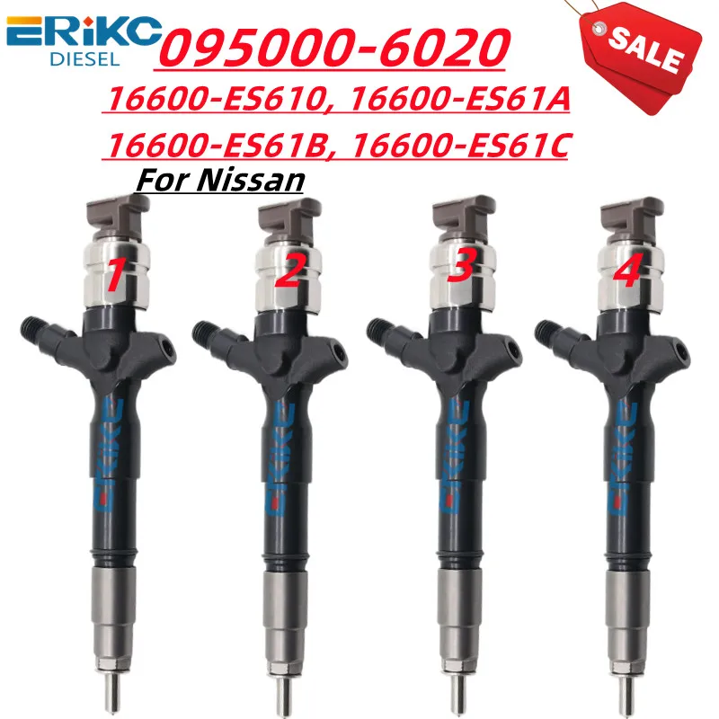 4PC 095000-6024 095000-6020 Common Rail Injector 16600-ES60A 16600-ES60B 16600-ES60C 16600-ES61C for Nissan X-Trail T30