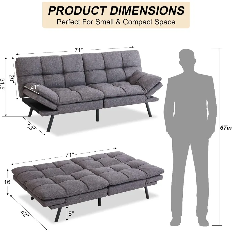 Sofás y sofás para el hogar y la cocina, muebles de sala de estar, 267-gris, 33 "D x 71" 267 W x "H, 31,5