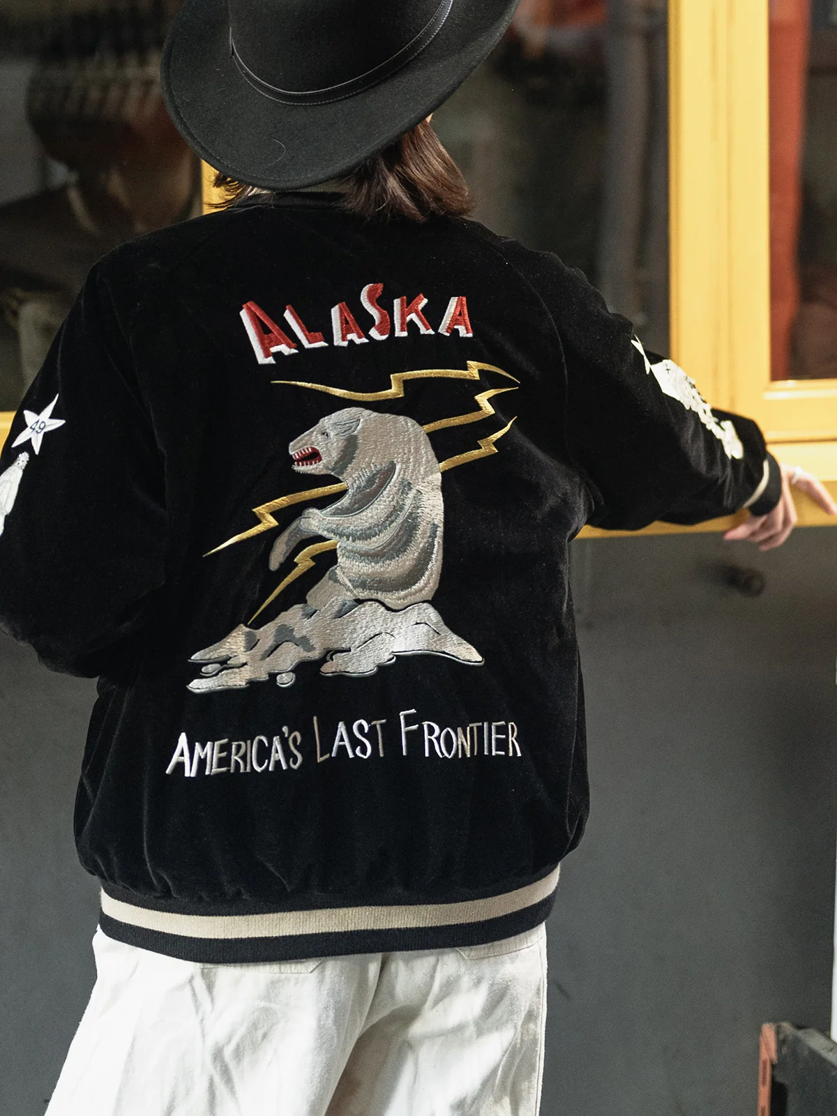 Non Stock Alaska 50S Embroidery Double-sided with Quilted jacket Alaska Yokosuka Velvet Outerwear