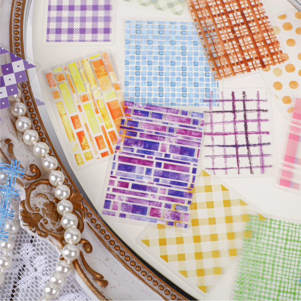 Journamm 20 Stück PET Transparente Gitteraufkleber Scrapbooking-Zubehör Planer Dekorative Junk Journal Collage Aufkleber