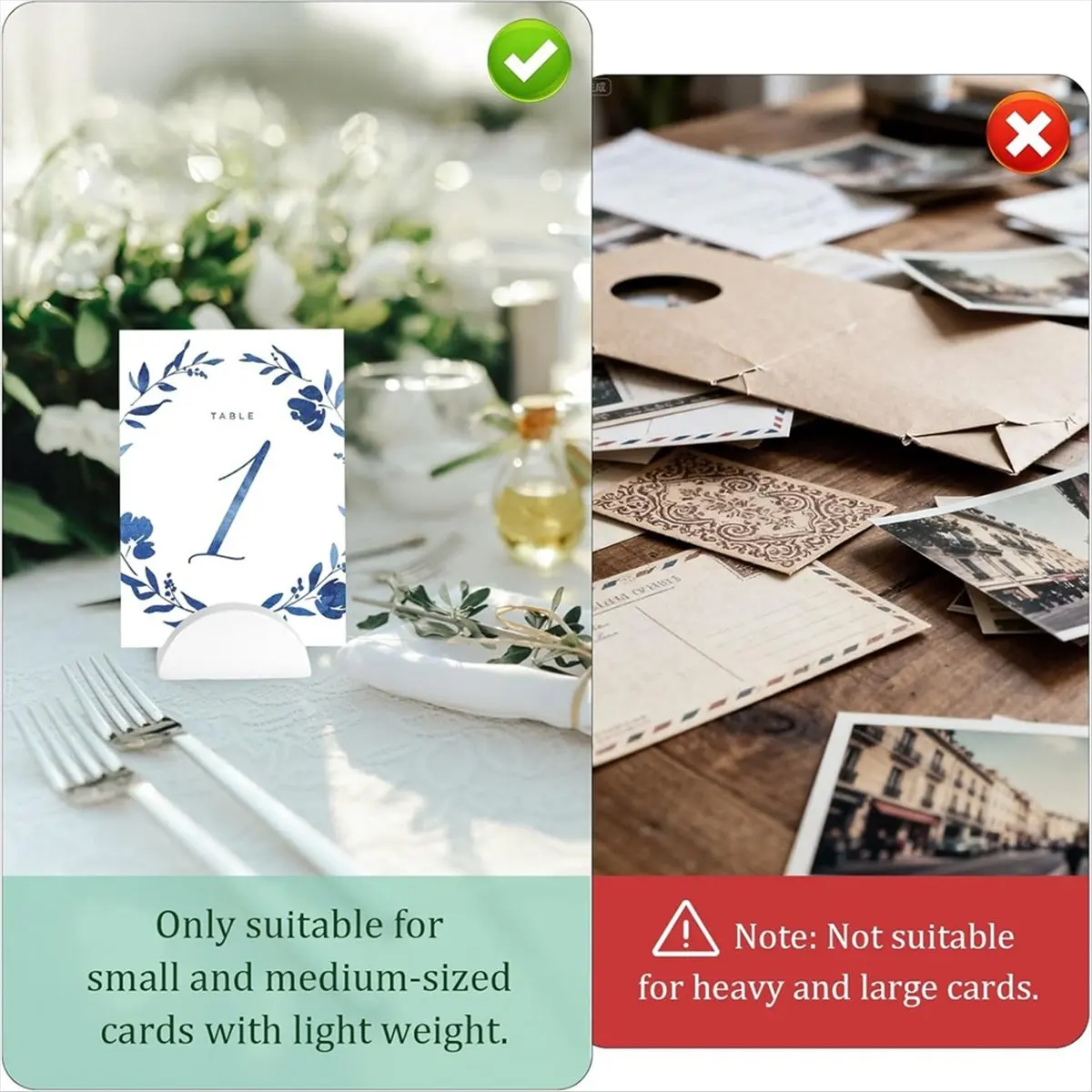 AB09 24PCS White Table Number Stands, Wooden Light Weight Wedding Table Name Holder, Small Size Place Card Holders